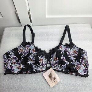Savage X Fenty Zig Zag Zen Black & Floral Lace Bralette 3X NWT